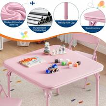 Collapsible Kids Table And Chairs Set – Space-Saving Children's Furniture – Durable Metal Frame – Easy Storage – Ideal For Dining, Learning, Play, Daycare, Study Room - Pink - View 6