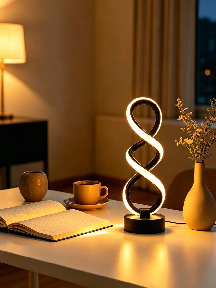 LED Double Helix Desk Lamp, 3-Color Dimmable Decorative Lamp, Suitable For Holiday, Room, Living Room, Study, Office, Birthday Gift, Decorative Ornament, Night Light - Desk Lamp - View 1
