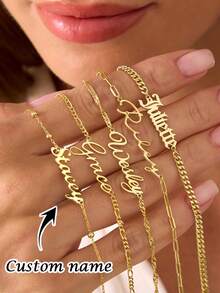 1PC Personalized Multi-Style Name Bracelet, Stainless Steel Jewelry Gift, Customized Name Bracelet, Exquisite Minimalist Style Bracelet, Mom Bracelet, Personalized Jewelry, Mother's Day Gift, Thanksgiving Gift - Multicolor - View 1