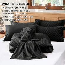 Zzlpp - 7 Piece Complete Duvet Set, Cream Tufted Bed In A Bag With Duvet And Sheets, All Season Boho Bedding Set With 1 Duvet, 2 Decorative Pillowcases, 2 - 黑色 - 查看 5