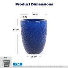 Large Handcrafted Ceramic Flower Pot, 42 Cm Diameter * 54 Cm Height, Royal Blue With Diamond Pattern, Breathable, Frost Resistant, With Drainage Holes For Large Indoor And Garden Plants. - A - 查看 11