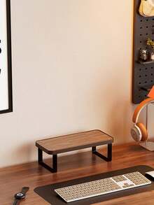1pc Computer Monitor Stand, Laptop Cooling Stand, Space-Saving Desktop Organizer, Sturdy And Durable, Desktop Monitor Height Adjuster, Suitable For Gaming Room, Office, Bedroom, Home Decor - Brown - View 9