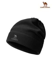 CAMEL CROWN Topi dan Syal Bulu Domba 2-in-1, Musim Gugur/Musim Dingin, Model Baru Tebal, Hangat, Tahan Angin, Ukuran Besar - Hitam - View 3