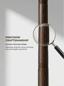 Telescopic Wardrobe Support Rod, Drill-Fixed Heavy Duty Wood Grain Closet Hanging Rod, Wall-Mounted Reinforced Expandable Clothes Support Bar, High Load-Bearing Extendable Wardrobe Storage Rod, Suitable For Wardrobes And Cabinets - Drilling - View 9