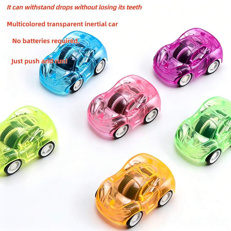Mini Double-Layer Transparent Inertia Toy Car, Pocket-Sized Portable Anti-Drop Racing Car Model, Educational Interactive Indoor/Outdoor Toy, Party Bag Filler, Holiday Birthday Christmas Gift, For Children - Multicolor - View 1
