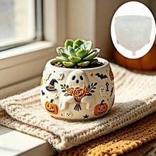 SUPWANPENG 1pc Resin Silicone Mold Halloween Cute Ghost Holding Flower Pumpkin Bat Relief Round Pot Shape DIY Handmade Casting Mold, Can Make Flower Pot, Pen Holder, Candle Holder, Key Storage Box, Compatible With Resin, Plaster, Clay, Cement, Concrete, Desktop Succulent Green Plant Decoration Ornament Mold, Perfect For Home Decor, Halloween, Valentine's Day, Christmas Gift Handmade Mold - No BW379 Mold - View 7