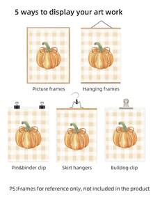 1pc Frameless Watercolor Pumpkin With Bow Plaid Fall Cozy Autumn Wall Art Poster Print For Apartment Living Room Bedroom Dorm Party Decor, Room Decor, Prints For Wall - Frameless - View 8