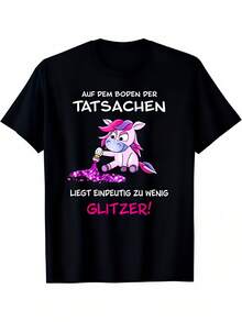 r Women Featuring a German Phrase And a Sparkling Design - Adorable Pink Mane And Rainbow Sprinkles Graphic, Perfect for Birthday Outfits And Casual Wear (Machine Washable, Note That Sizes Run Small) - Funny Ge - Schwarz - Übersicht 1