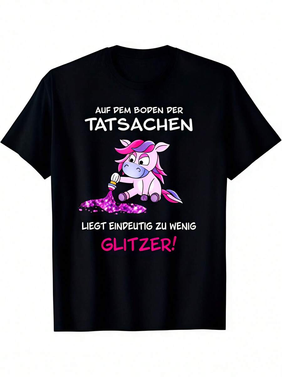 r Women Featuring a German Phrase And a Sparkling Design - Adorable Pink Mane And Rainbow Sprinkles Graphic, Perfect for Birthday Outfits And Casual Wear (Machine Washable, Note That Sizes Run Small) - Funny Ge - Schwarz - Übersicht 1