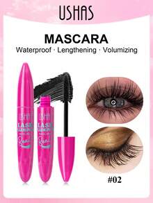 USHAS Schwarze Mascara, langanhaltende wasserfeste Formel, 360° Spiralbürste, erzeugt voluminöse und gekräuselte Wimpern, natürliches dimensionales Augen-Make-up, geeignet für alle Hauttypen - #02 - Übersicht 8