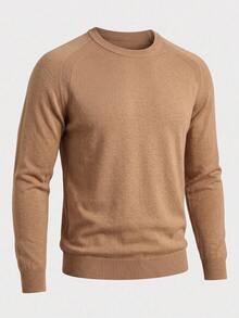 Men's Slim Fit Raglan Sleeve Crew Neck Long Sleeve Sweater - Yellow - View 5