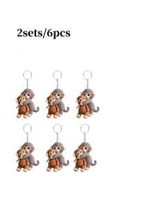 Monkey Key 2D 手工可愛猴子鑰匙圈，適合背包、錢包，鑰匙圈禮物，居家必備小品，小型派對禮物，送給動物愛好者的美感禮物 - 查看 8