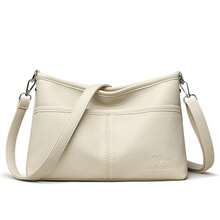 Fashion Pu Leather Shoulder Bag Women Large Capacity Casual Crossbody Bags 2026 New Style High-End Feeling Middle-Aged - White - View 9