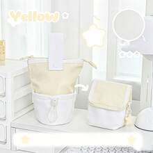 1pc Expandable Vertical Large Capacity Waterproof Drawstring Pencil Case, Portable Handheld Stationery Storage Bag, Suitable For Girls Back To School - Pencil Case - View 3