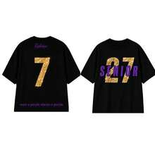 For Seniors, Personalized Name And Number, Oversized Urban Style In Black, Gold And Purple, Personalized Graduation Gift For Sports And Outdoor Use - Black - View 1