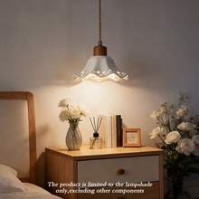 Tiworld 1pc Ceramic Material Lampshade, Frosted Lotus Shape Lampshade, Suitable For E26/E27 Screw Socket, DIY Pendant Light Lampshade, Decorative Lampshade, Lighting Fixture Accessories - White - View 5