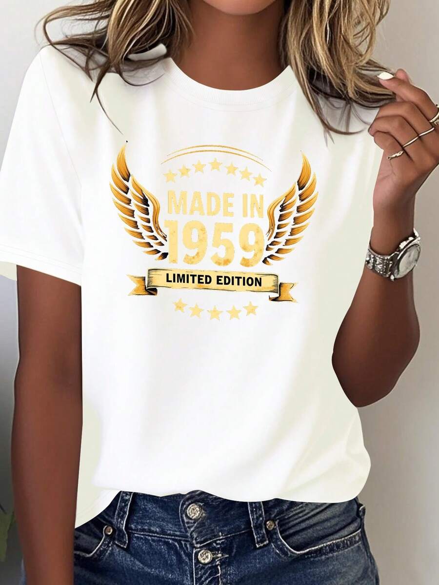 Women's Limited Edition Pure Comfortable T-Shirt Made In 1959 - [White] - View 1