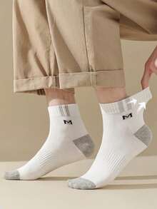5 Pairs Men's Sports Multi-Function Letter Color Block Moisture-Wicking Breathable Casual Short Socks - Multicolor - View 6