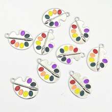 10PCS Mixed Color Vintage Gold & Silver Alloy Paintbrush Palette Pendant With Hole, DIY Necklace Keychain Charm Jewelry Accessories - Drawing Board - View 6