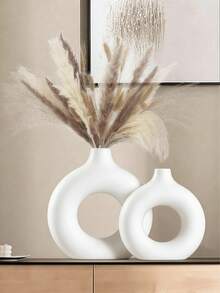 3/2/1pc White Vase Modern Home Decor Round Matte Reed Vase Minimalist Nordic Bohemian Style Suitable For Wedding Dining Table Party Living Room Office Bedroom - Multicolor - View 2