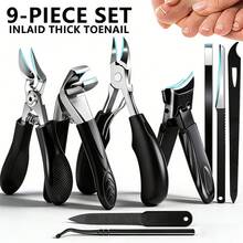 Men's 1-9 Piece Heavy Duty Nail Clipper Set - - Includes Nail Clippers, Trimming Tools, Foot Scraper, Pusher - - Classic Black Handle, Suitable For Men, Women And Elderly - Multicolor - View 17