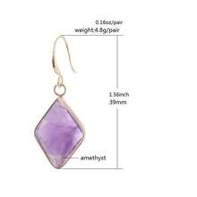NeeFu WoFu 1pair Lapis Lazuli Gemstone Drop Earrings Women, Natural Stone Diamond Shape Dangle Jewelry, Minimalist Daily Wear Fashion Accessory, Ideal Gift Her - Stone - View 6