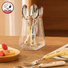 Cuchara de acero inoxidable auténtica de Snoopy con mango de cerámica, cuchara para sopa, tenedor, utensilios para arroz, tenedor para frutas - Ver 7
