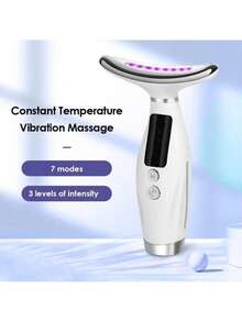 AXH 1pc 7-Color High-Frequency Portable Facial Massager, Neck Beauty Device, USB Rechargeable Lithium Battery, Unscented Home SPA Massager For Skin Firming And Relaxation - White - View 8
