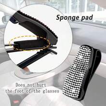 1pc Rhinestone Decorated Car Sun Visor Glasses Clip - one-size - View 4