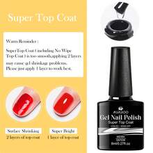 MSRUIOO 1 pieza 8ml Esmalte de uñas gel Super Top Coat, súper brillante, de larga duración por 45 días, función de base gel y top coat mate, esmalte de uñas gel removable para manicura y arte de uñas para casa y salón - Ver 6