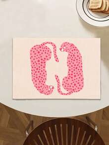 1pc Personalized Sweet Cool Pink Leopard Print Linen Table Runner, Placemat, Suitable For Holiday, Party, Birthday, Dinner, Kitchen Dining Table Decoration, Shoe Cabinet Storage Cabinet Cover, All Season Room Decor, Home Textile Decoration Table Runner, Placemat - Multicolor - View 6