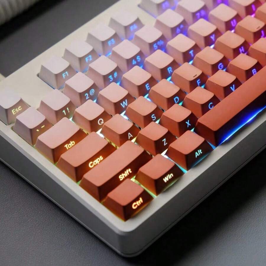 132顆腮紅側印鍵帽,PBT材質,Cherry高度,漸層鍵帽,兼容Cherry/Gateron MX軸,高品質耐磨不褪色不油膩,適合禮品與個人使用 - 查看 1