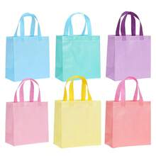 6/12/18/24PCS Macaron Color Non-Woven Gift Bags, Available In A Variety Of Solid Colors, Suitable For Birthday Parties, Weddings, Candy Bags, Holiday Shopping Packaging Bags, Thick And Durable Square Bottom Tote Bags - View 2