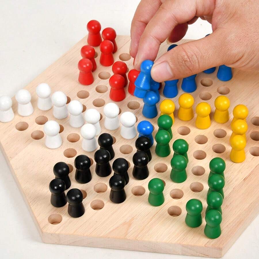 Wooden Checkers Game Board Children's Tabletop Game Educational Board Game Parent-Child Interactive Toy Children's Day Gift - Multicolor - View 1