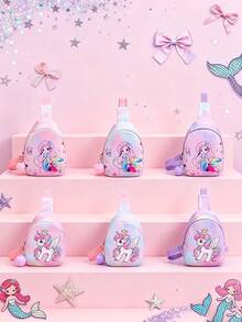 1pc This Stylish And Adorable Cartoon Mermaid Unicorn Mini Chest Bag Is Small And Compact, Making It A Great Gift. - Multicolor - View 2