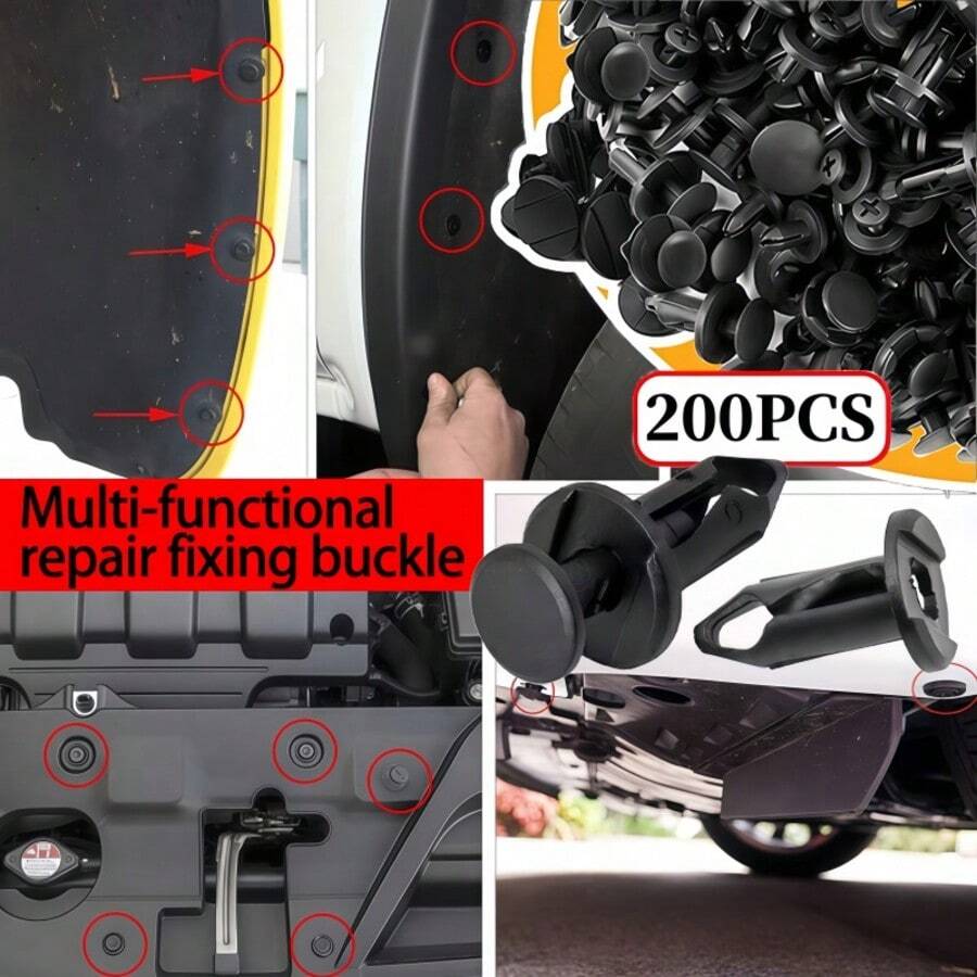 Bilklipp med hög kompatibilitet, blandat set med 6 stilar, inkluderar kompletta gängade reparationsverktyg. Lämpligt för flera bilmodeller och reparationsscenarier, enkel installation, fixering, löser effektivt problem med lösa och lossnade klipp, praktisk bilreparationstillbehör. - Bilfästen - Visa 1