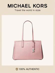 Michael Kors MK Laila 中號女款皮革托特包，休閒單肩包，經典通勤手提包，適合購物與旅行 - 粉色 - 查看 1