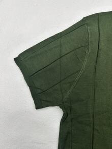 Suéter de punto de manga corta ligero de cuello redondo acanalado para hombre de verano - Verde militar - Ver 6