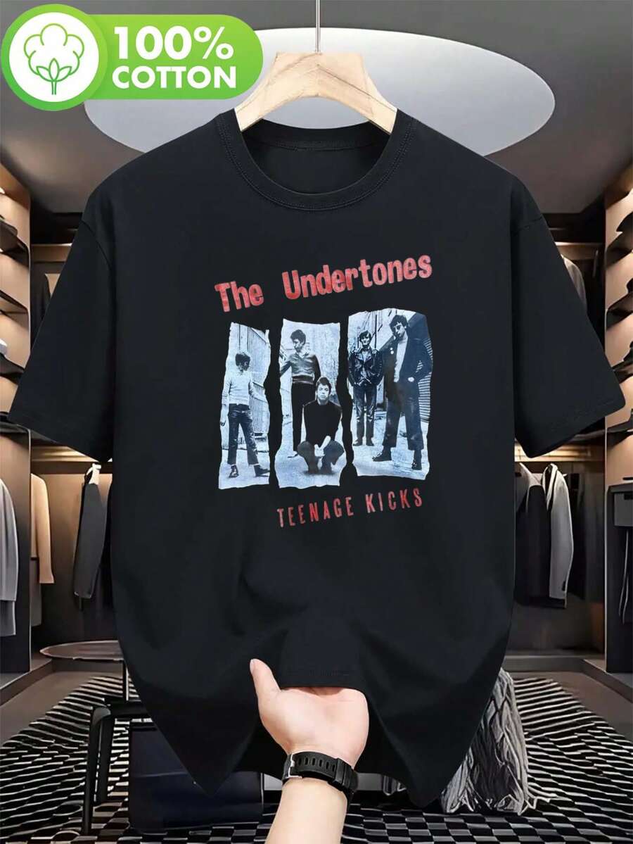 Camiseta The Undertones Teenage Kicks - Estampado Vintage de los 70 con Logo Punk y Canción, Camiseta Retro Adecuada para Conciertos, Uso Casual, Diseño de Álbum Icónico, Tallas S-XXL, Regal - Negro - Ver 1