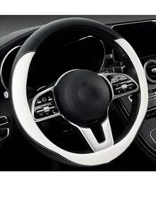 1pc Soft Touch Anti-Slip Car Steering Wheel Cover With Inner Ring, Fits Most Car Models - Multicolor - View 1