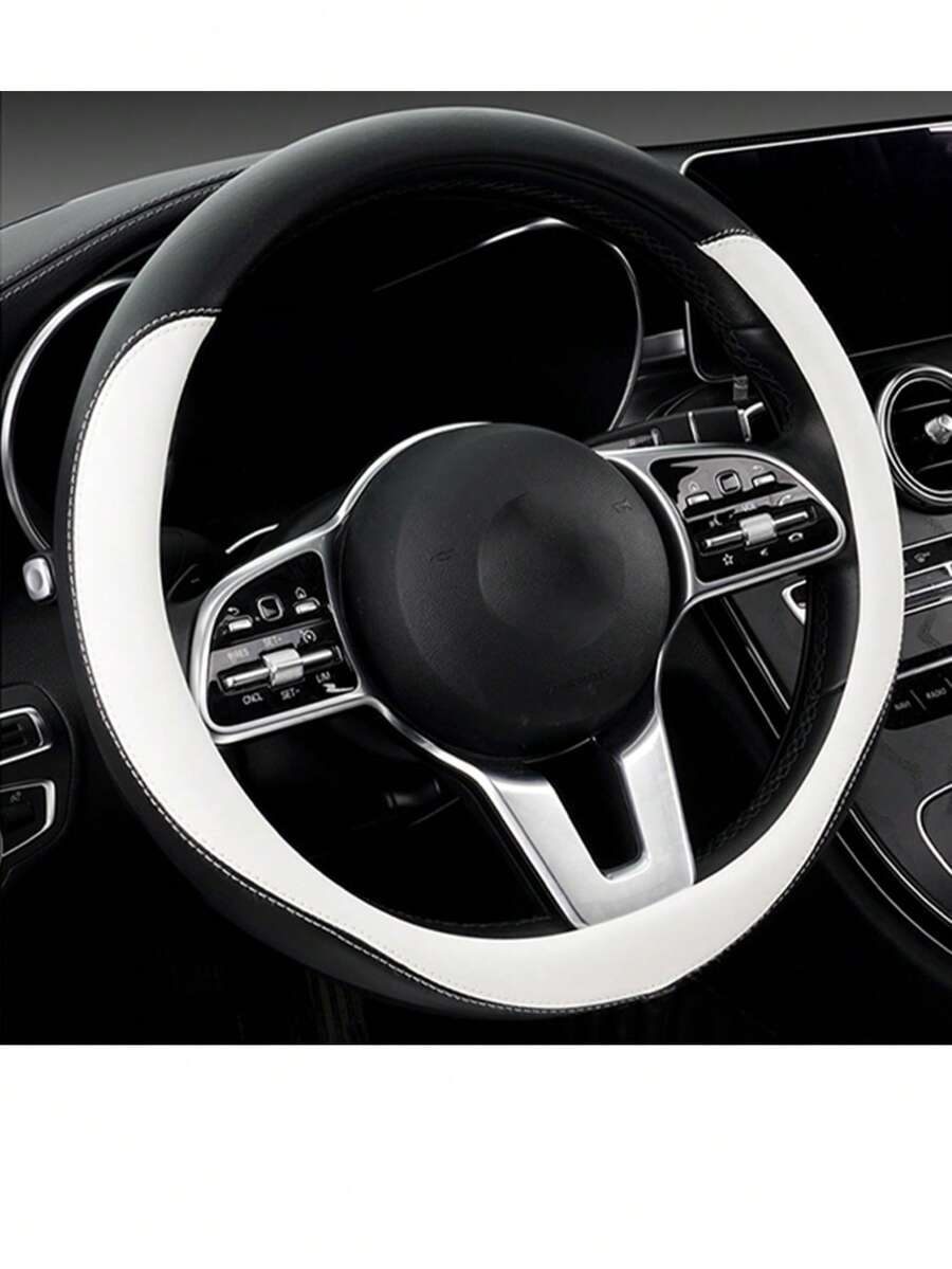 1pc Soft Touch Anti-Slip Car Steering Wheel Cover With Inner Ring, Fits Most Car Models - Multicolor - View 1