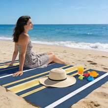 1pc Artistic Striped Pattern Beach Mat, Extra Large Beach Mat, Lightweight And Durable. Perfect For Travel, Camping And Picnic. Adult Extra Large Size. Perfect For Beach And Outdoor Adventure (Not A Beach Towel) - Multicolor - View 7