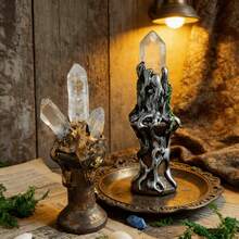 Handmade Transparent Quartz Crystal Cluster Decor, Vintage Tree Root Sculpture, Wiccan Altar Ornament, Bohemian Style Home Office Witchcraft Decoration, For - Multicolor - View 8