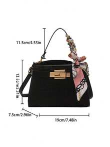 Mini bolso de mano cuadrado de moda de unicolor con solapa de PU - Negro - Ver 5