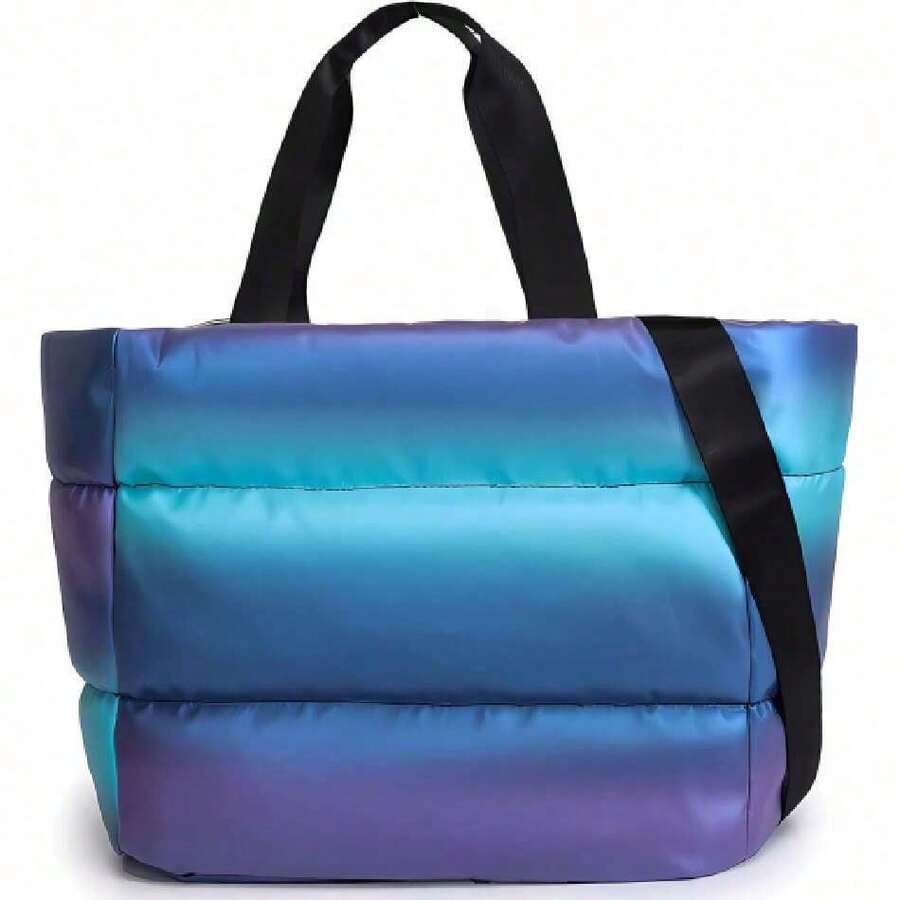 Bolsa Deportiva Mujer, Bolso Tote Acolchada Impermeable, Puffer Bag con Bolsillo para Esterilla de Yoga, Bolsa Gym Mujer para Gimnasio, Yoga, Viajes (Rosa),43460974 - Negro - Ver 1