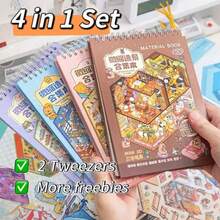 40入3D場景貼紙書，可愛卡通創意貼紙，適用於剪貼簿與手帳DIY裝飾，貼紙、壓花貼、學習派對禮物、開學禮物、派對小禮、書籍、動漫人物、教室、開學、女孩校園用品、教室必備 - 彩色 - 查看 1