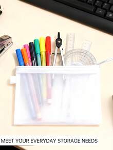 Transparent Mesh Zipper File Bag Organizer (3 Sizes), Waterproof Folder, Plastic Makeup Bag, Multi-Function File Organizer With White Edge, School Office Supplies Pencil Case Storage, Back To School Essential, File Organizer Gift Set, Suitable For Puzzles, Board Games, Multi-Function Travel Bag And Office Supplies (White),Back To School Season - Transparent Mesh File Bag - View 7