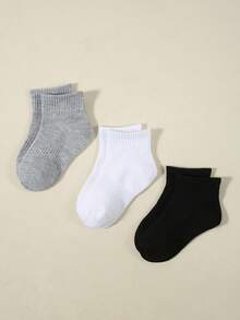 3雙春夏兒童短襪，經典純色腰部設計，簡約時尚柔軟學生短襪，親膚舒適休閒吸汗透氣百搭運動襪，適合返校/假期禮物/運動穿著/日常穿著 - 彩色 - 查看 5
