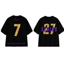 For Seniors, Personalized Name And Number, Oversized Urban Style In Black, Gold And Purple, Personalized Graduation Gift For Sports And Outdoor Use - 白色 - 查看 4