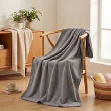 1pc/2pcs (Towel Approx. 13*29 Inches + Bath Towel Approx. 28*55 Inches) Solid Color Coral Fleece Highly Absorbent Soft Skin-Friendly Towel, Microfiber, Quick Dry, Hand Towel/Bath Towel, Home Set, Suitable For Face And Body, SPA, Yoga, Swimming, Beach Towel, Hydrotherapy Center, Bathroom Supplies, Holiday Gift - Dark Grey - View 6